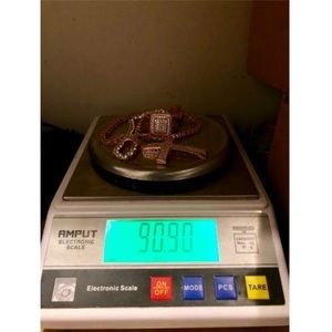 Harlembling 14k Rose Gold Tennis Chain Ring & Cros